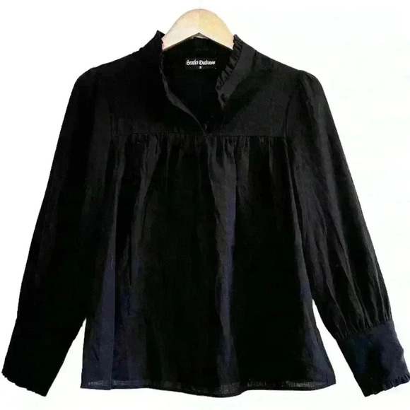 🌈 6/$60 Scarlet Darkness Steam Punk Victorian Renaissance Blouse Black S - Picture 1 of 7